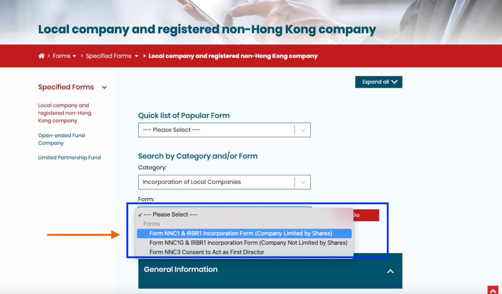 Step 3 is to look for the incorporation form.