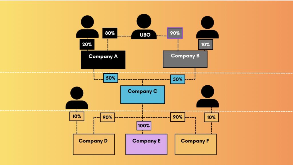 Ownership diagram of a multiple entity business structure.