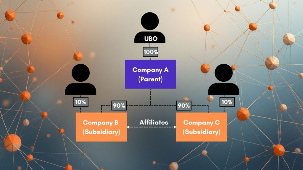 A simple company ownership hierarchy.